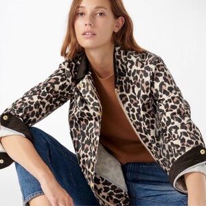 J. Crew Leopard Print Rain Bomber Jacket XS